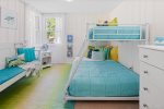 Second bedroom offers a twin bunk over a full bed 